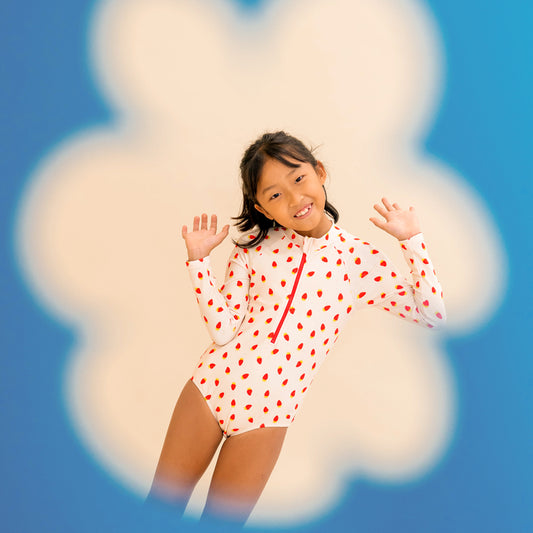 Rash Suit in Strawberry Print by Le Petit Society