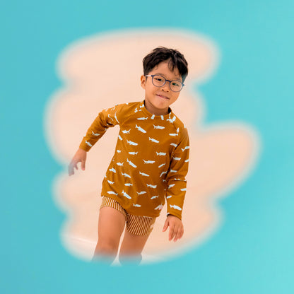 Rash Top in Shark Print by Le Petit Society