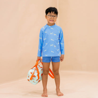 Swim Trunks in Blue Stripes by Le Petit Society — image 2