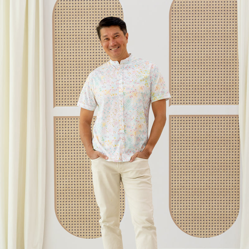 Chinese Motif Series - Men's Shirt in Pastel Rainbow Motif (Classic Fit) by Le Petit Society — image 6