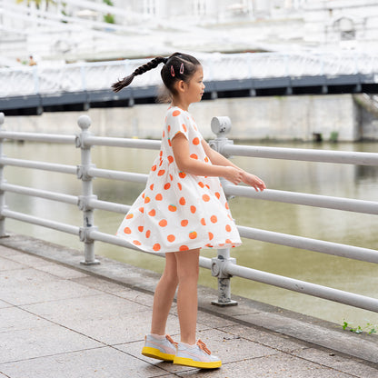 Mandarin Orange Series in Girls Asymmetrical Baby Doll Dress (Personalisable) by Le Petit Society — image 3