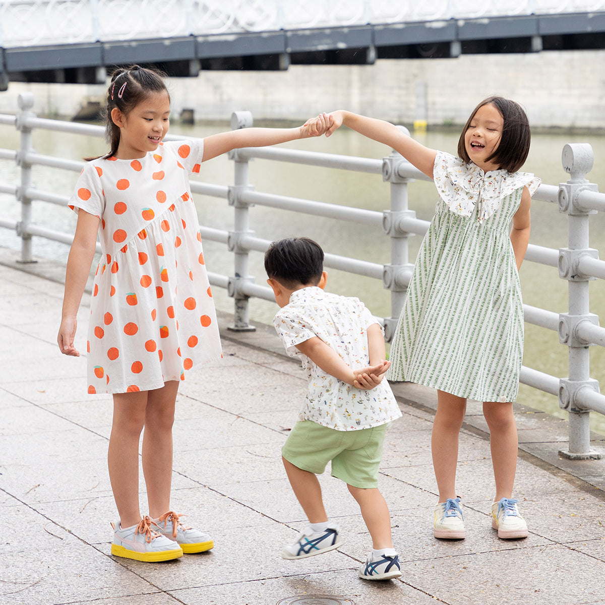 Mandarin Orange Series in Girls Asymmetrical Baby Doll Dress (Personalisable) by Le Petit Society — image 7