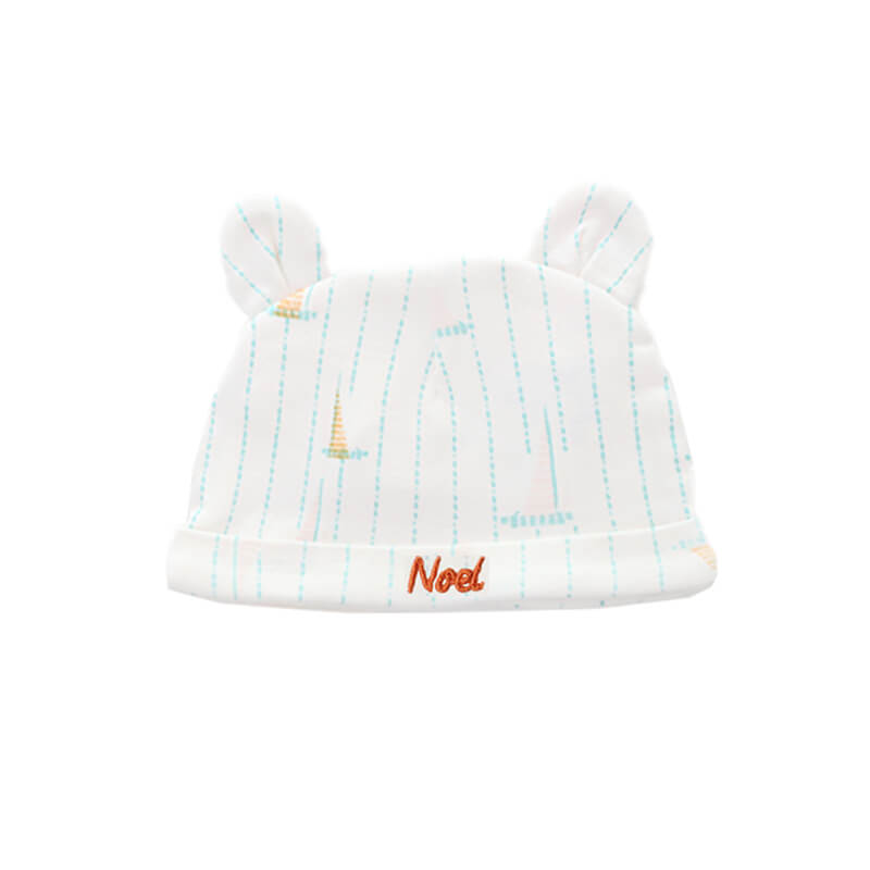 Baby Organic Bear Hat in Sail Boat Print by Le Petit Society — image 2
