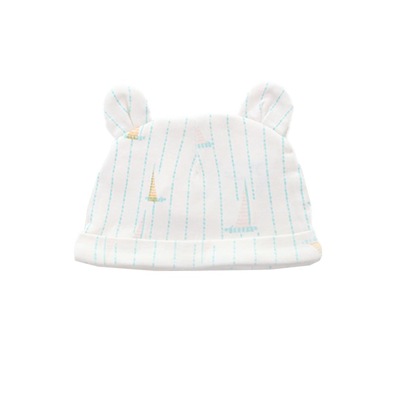 Baby Organic Bear Hat in Sail Boat Print by Le Petit Society — image 3