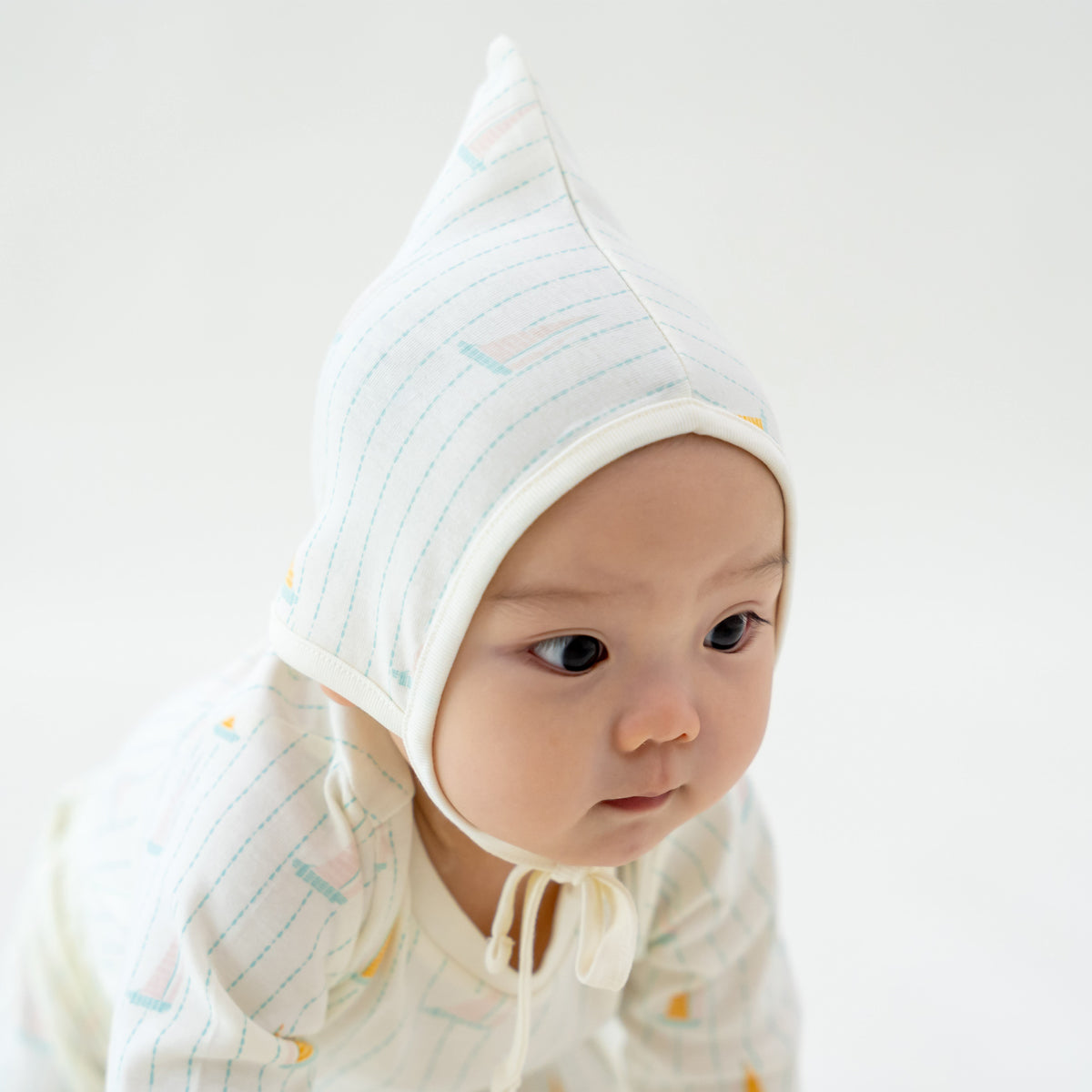Organic Baby Bonnet Hat in Sail Boat by Le Petit Society — image 2