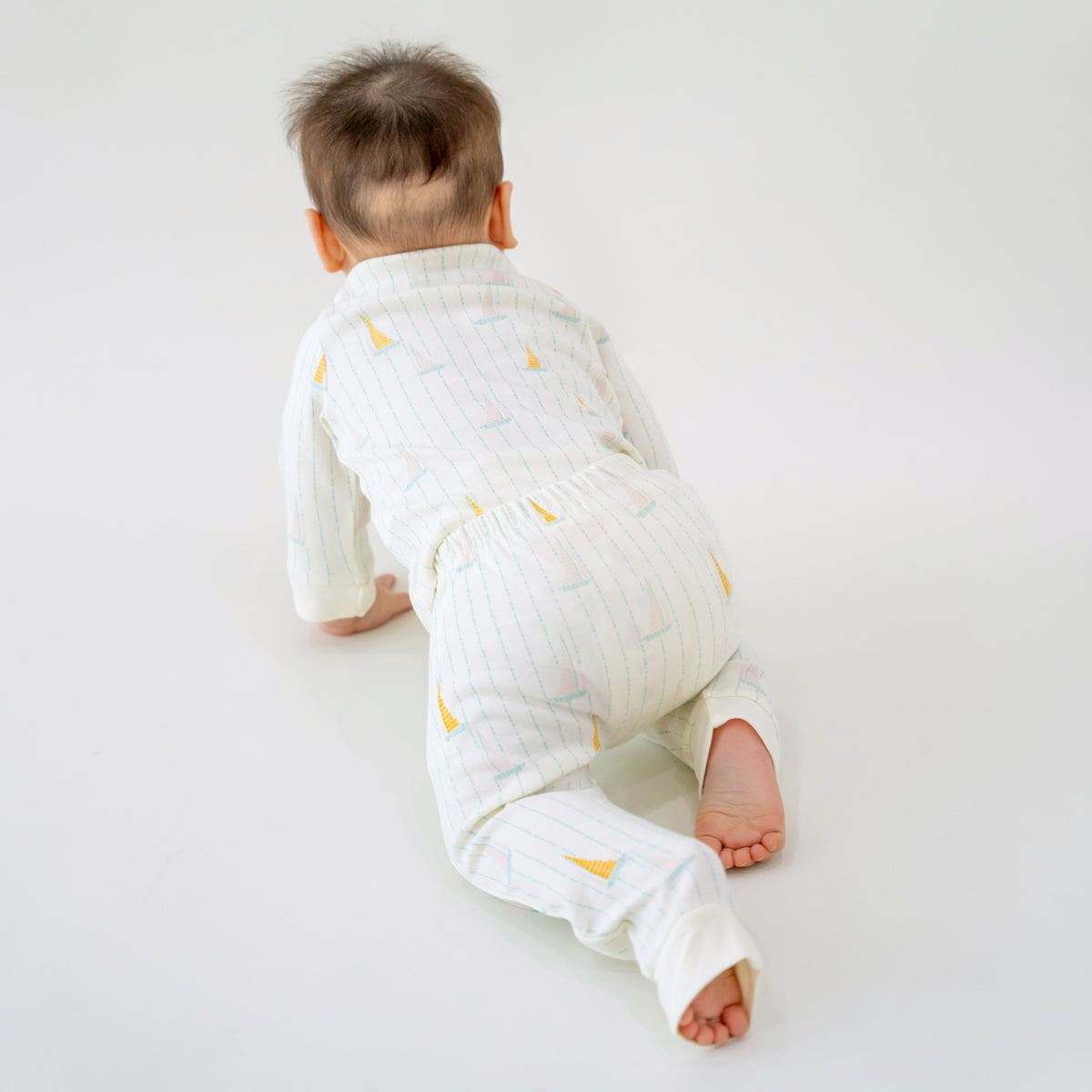 Baby Organic Leggings in Sail Boat Print by Le Petit Society — image 2