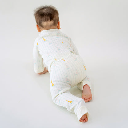 Baby Organic Leggings in Sail Boat Print by Le Petit Society — image 2