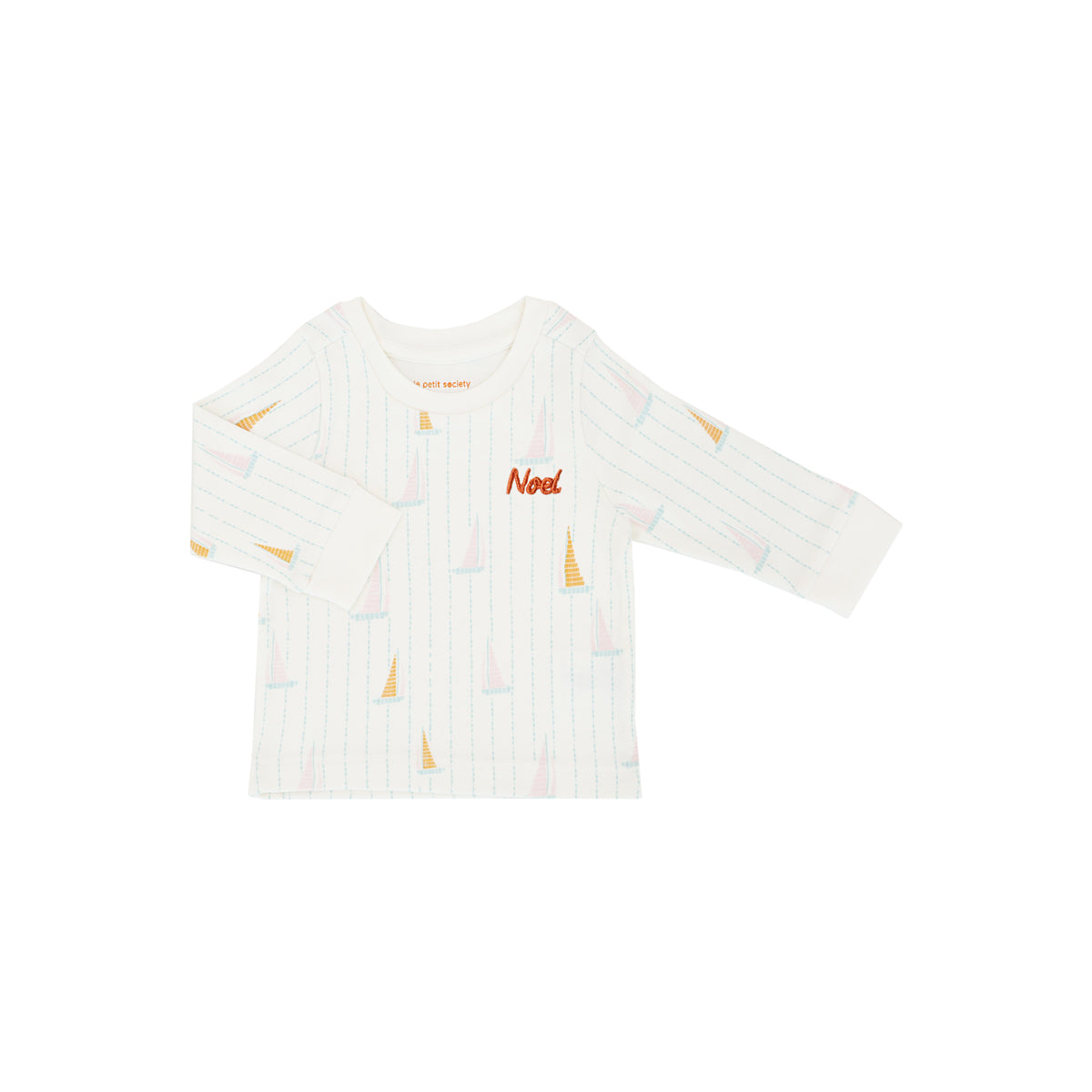 Baby Organic Long Sleeves Top in Sail Boat Print by Le Petit Society — image 4