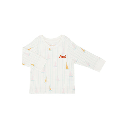 Baby Organic Long Sleeves Top in Sail Boat Print by Le Petit Society — image 4