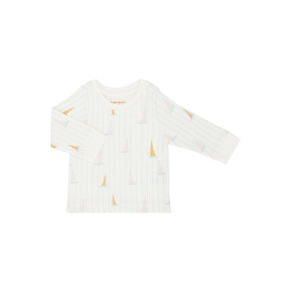 Baby Organic Long Sleeves Top in Sail Boat Print by Le Petit Society — image 5
