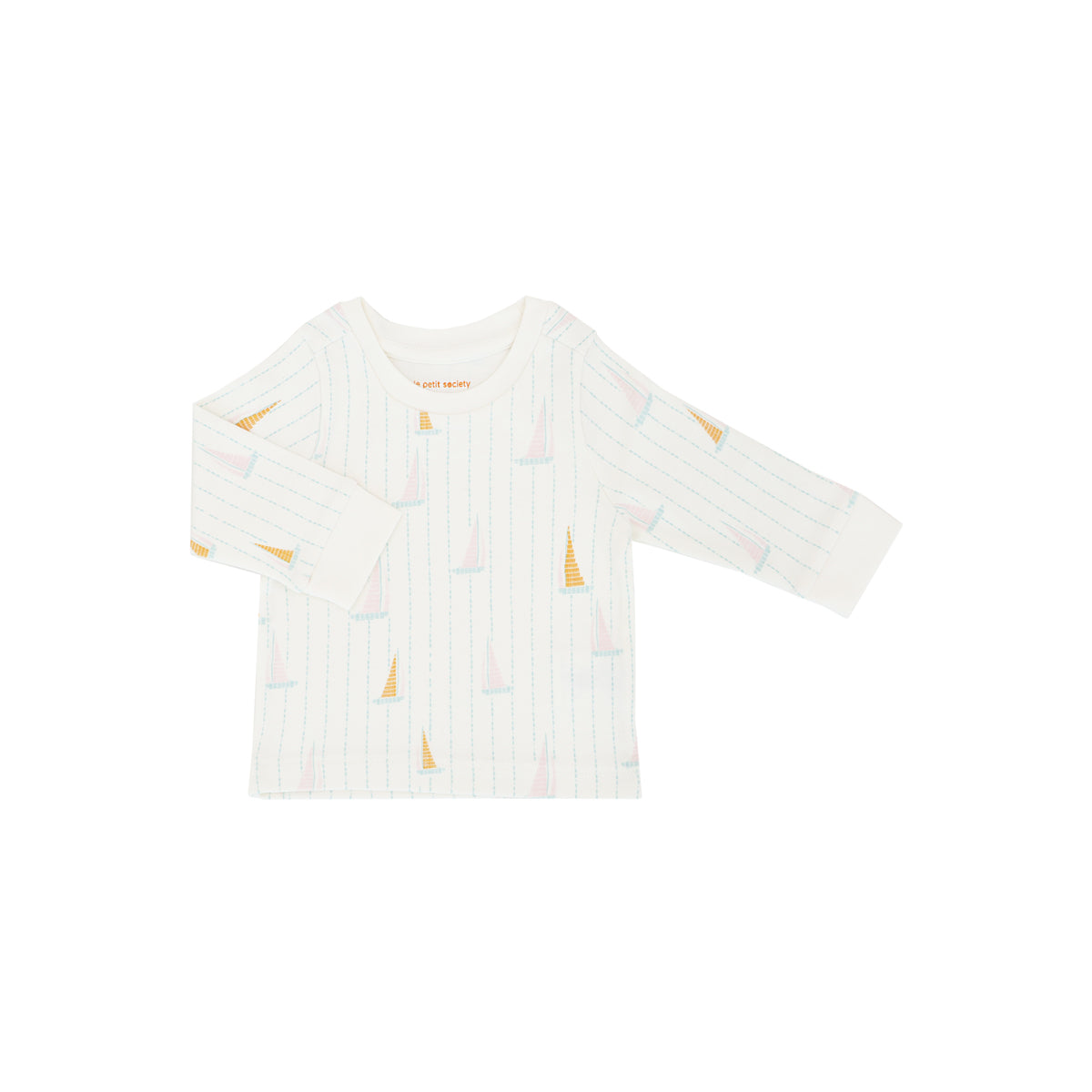 Baby Organic Long Sleeves Top in Sail Boat Print by Le Petit Society — image 7