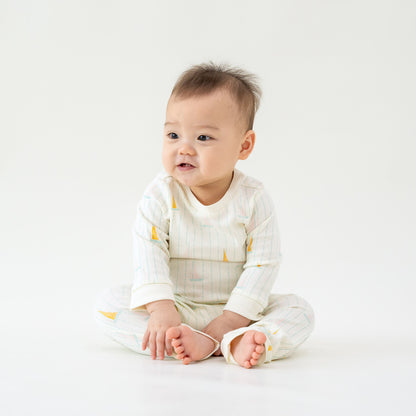 Baby Organic Long Sleeves Top in Sail Boat Print by Le Petit Society — image 3