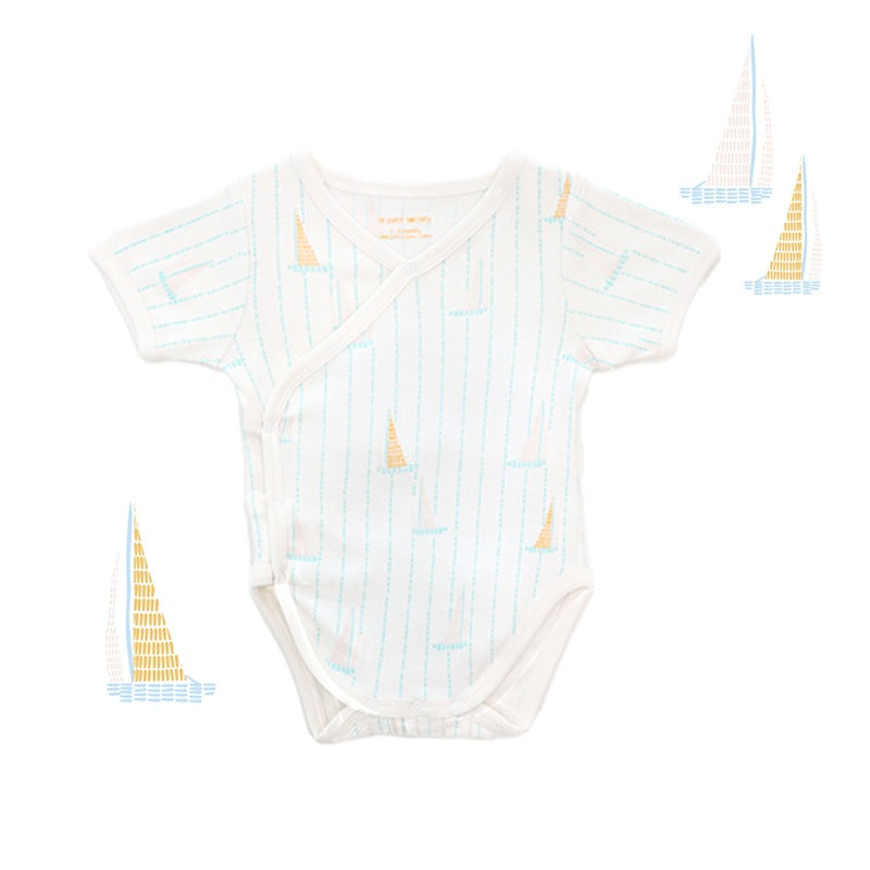 Baby Organic Kimono Romper in Sail Boat Print by Le Petit Society — image 8