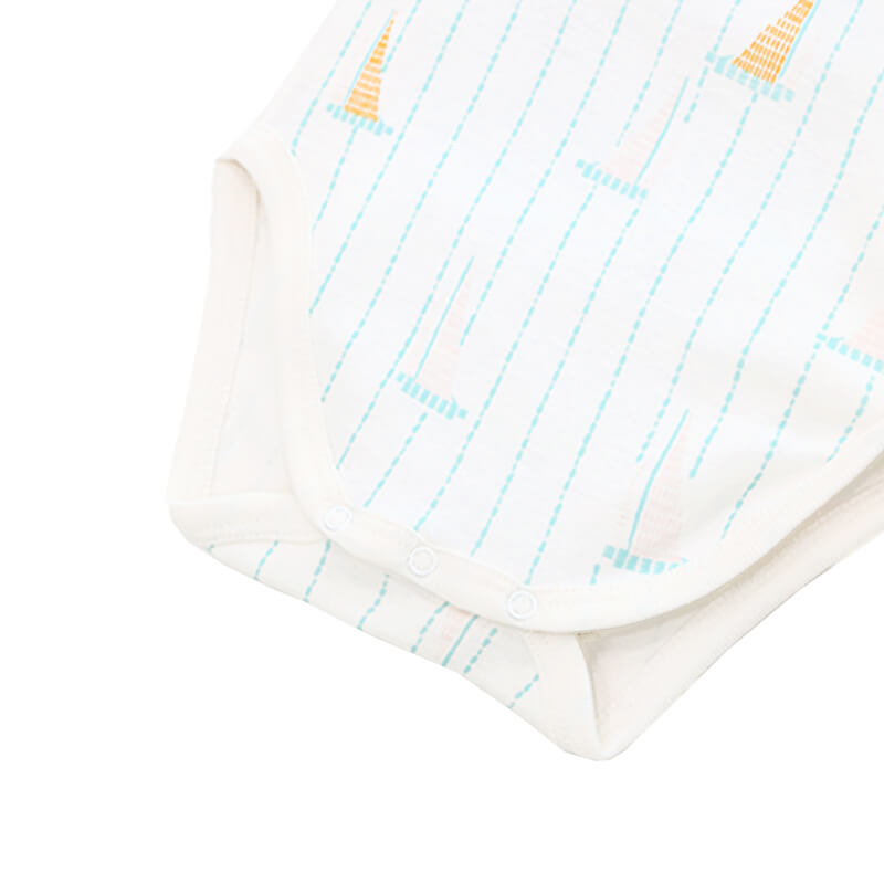 Baby Organic Kimono Romper in Sail Boat Print by Le Petit Society — image 3
