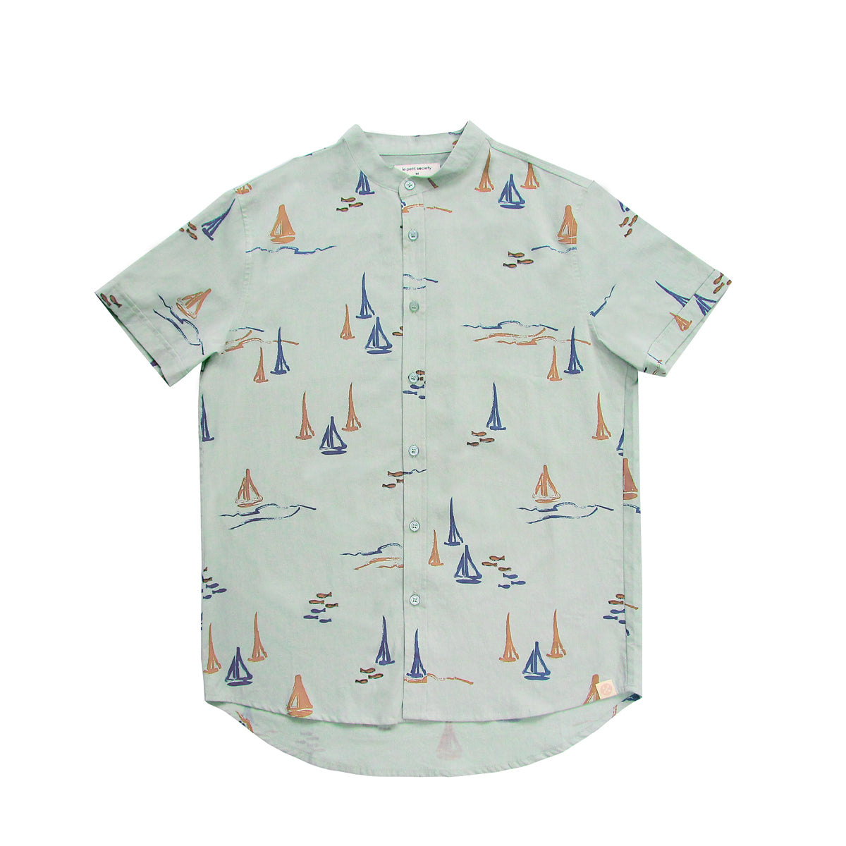Resort Series - Men's Sage Green Shirt in Sail Boat Print by Le Petit Society