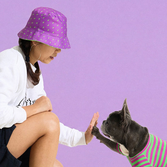 Reversible Bucket Hat in Eggplant by Selenight Co x Pat Law