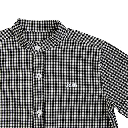 Papa & Mini - Boys Shirt in Black Gingham by Le Petit Society — image 2