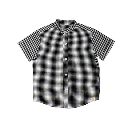 Papa & Mini - Boys Shirt in Black Gingham by Le Petit Society