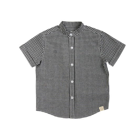 Papa & Mini - Boys Shirt in Black Gingham by Le Petit Society
