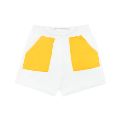 Made for Play - Kids Shorts with Contrast Pockets in White by Le Petit Society — image 2