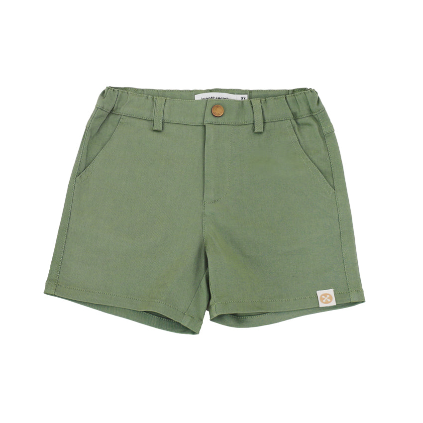Bermuda Shorts with Adjustable Waistband in Army Green by Le Petit Society — image 6