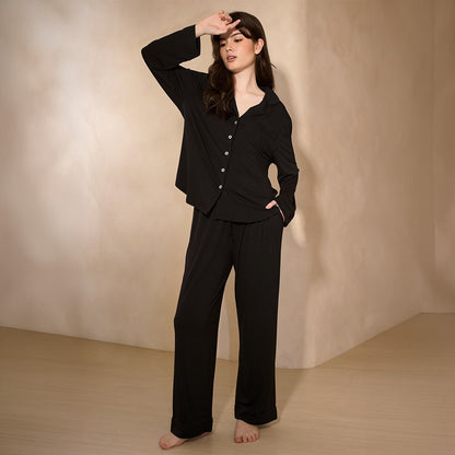 Signature Long Pyjamas Set in Noir by Selenight Co — image 6