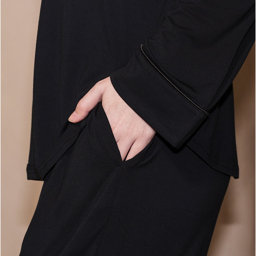 Signature Long Pyjamas Set in Noir by Selenight Co — image 4