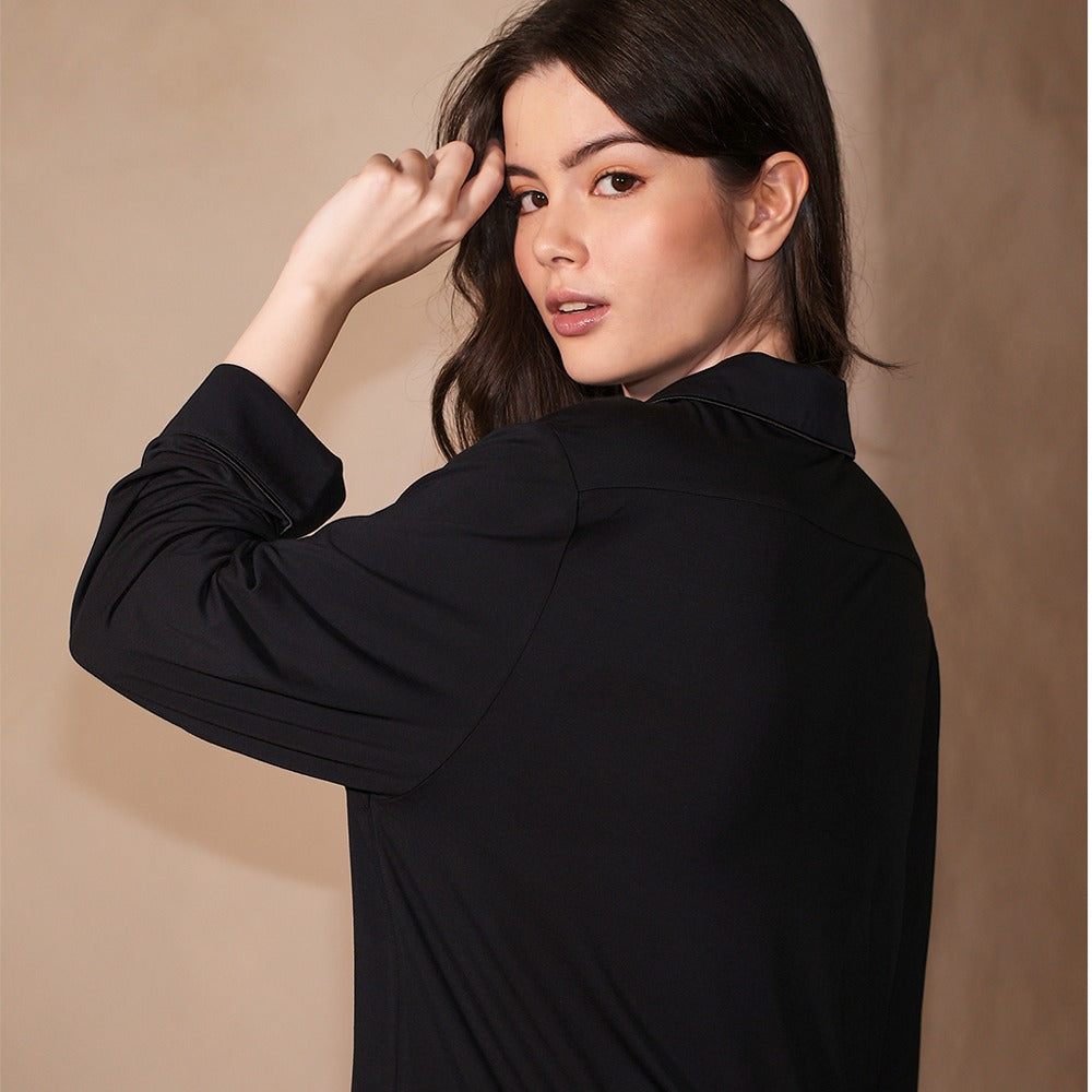 Signature Long Pyjamas Set in Noir by Selenight Co — image 3
