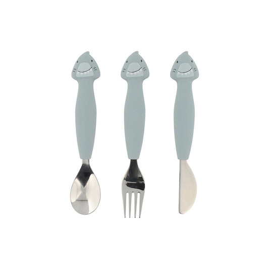 Silicone Cutlery Set 3 in Pack - Mr Shark by Trixie