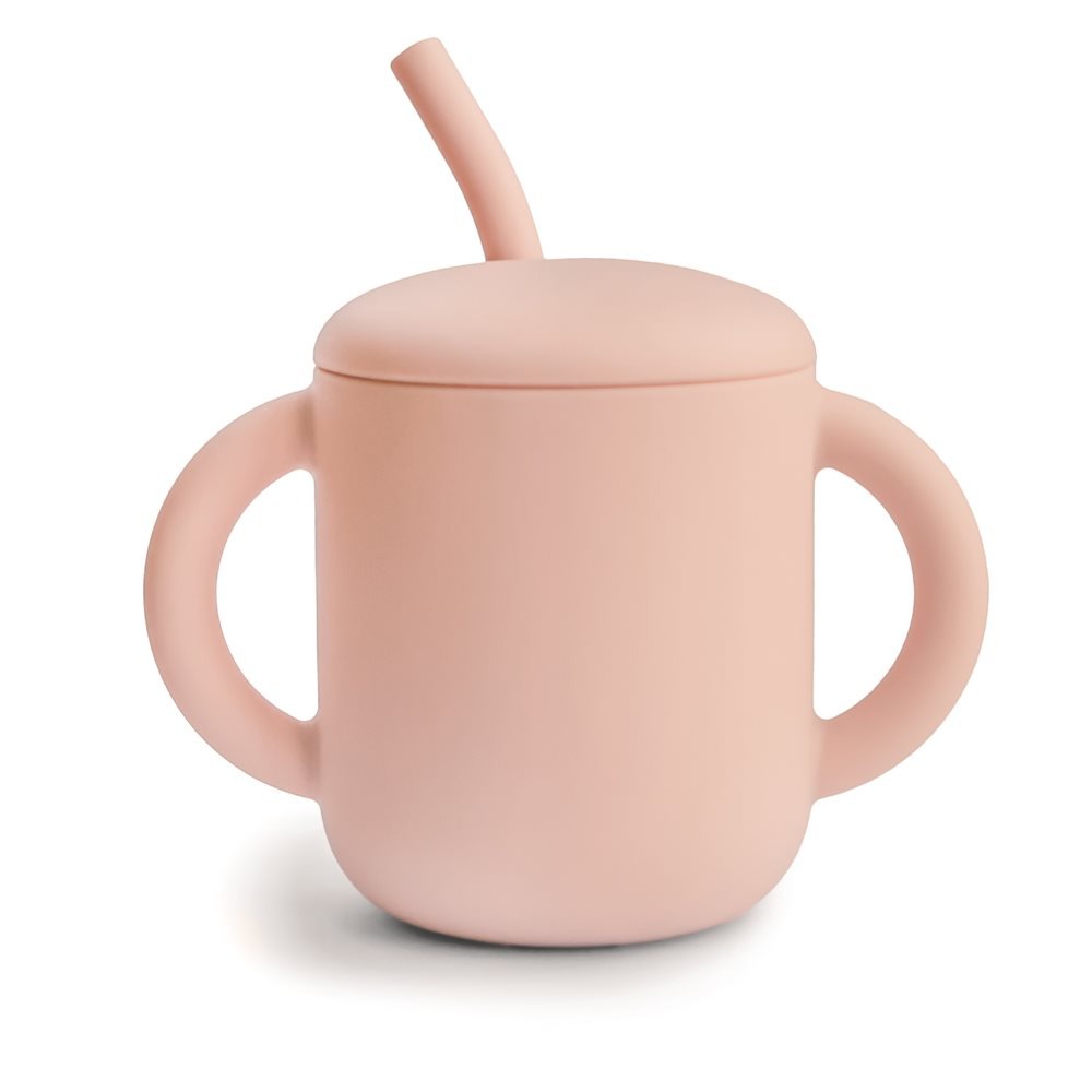 Silicone Training Cup + Straw in Blush by Mushie