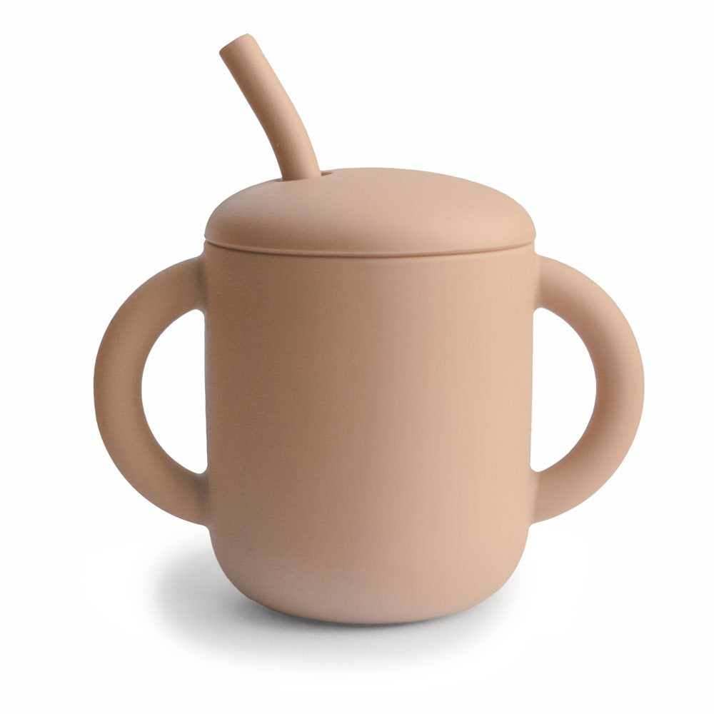 Silicone Training Cup + Straw in Natural by Mushie