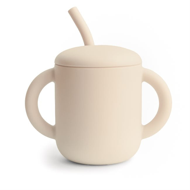 Silicone Training Cup + Straw in Shifting Sand by Mushie