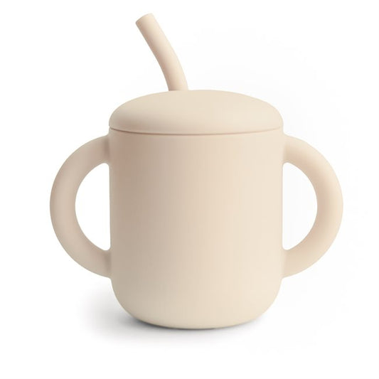 Silicone Training Cup + Straw in Shifting Sand by Mushie