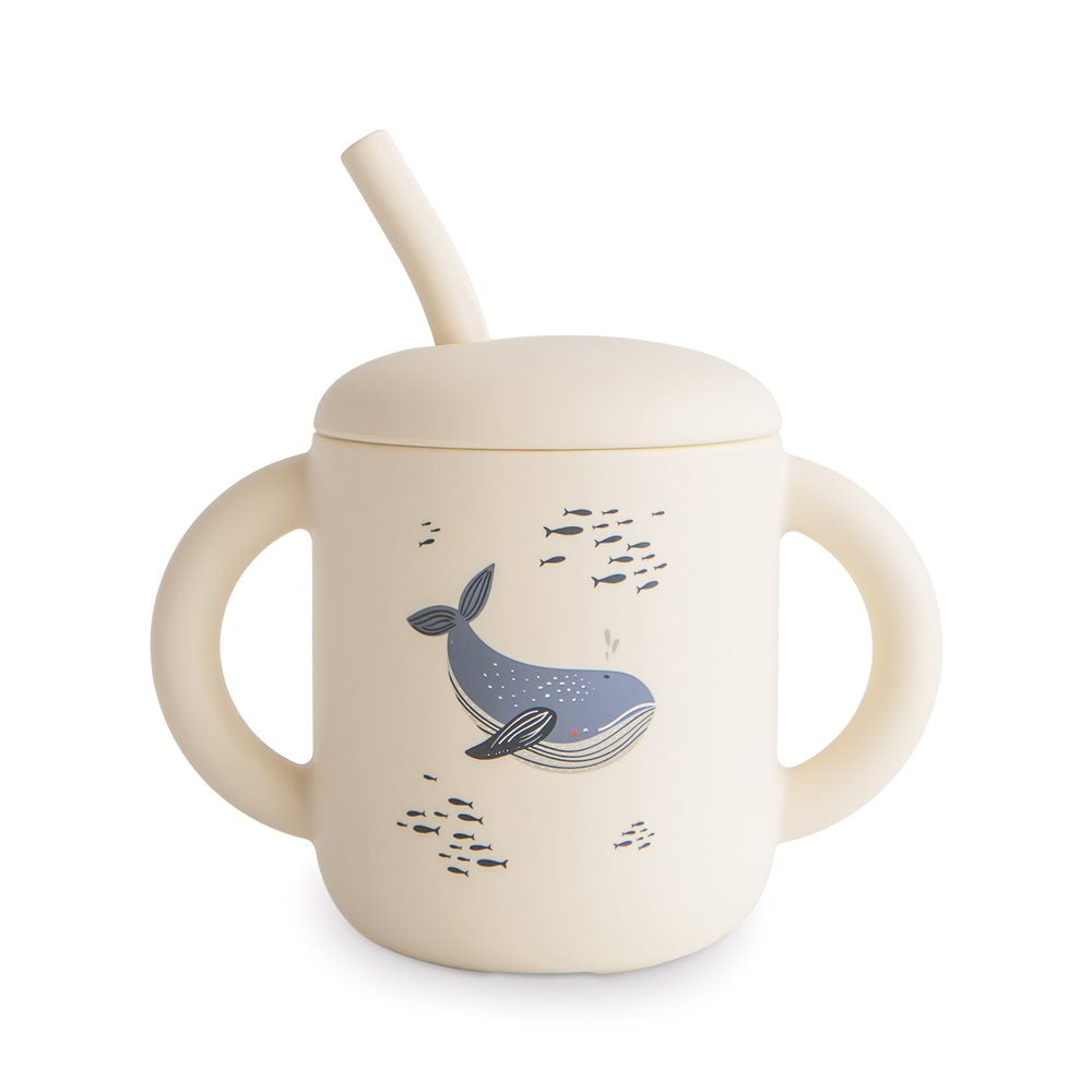 Silicone Training Cup + Straw in Whales by Mushie