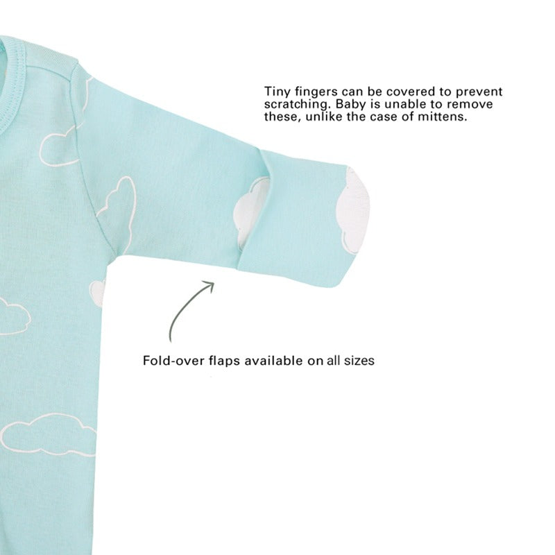 Baby Organic Zip Sleepsuit with Foldable Mittens & Footies in Cloud by Le Petit Society — image 6