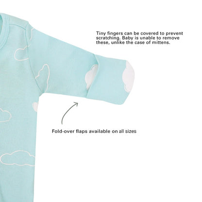 Baby Organic Zip Sleepsuit with Foldable Mittens & Footies in Cloud by Le Petit Society — image 6