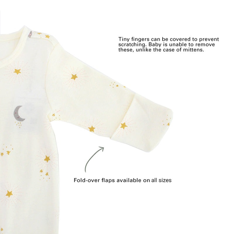 Baby Organic Zip Sleepsuit with Foldable Mittens & Footies in Moon & Stars by Le Petit Society — image 4