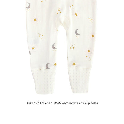 Baby Organic Zip Sleepsuit with Foldable Mittens & Footies in Moon & Stars by Le Petit Society — image 11
