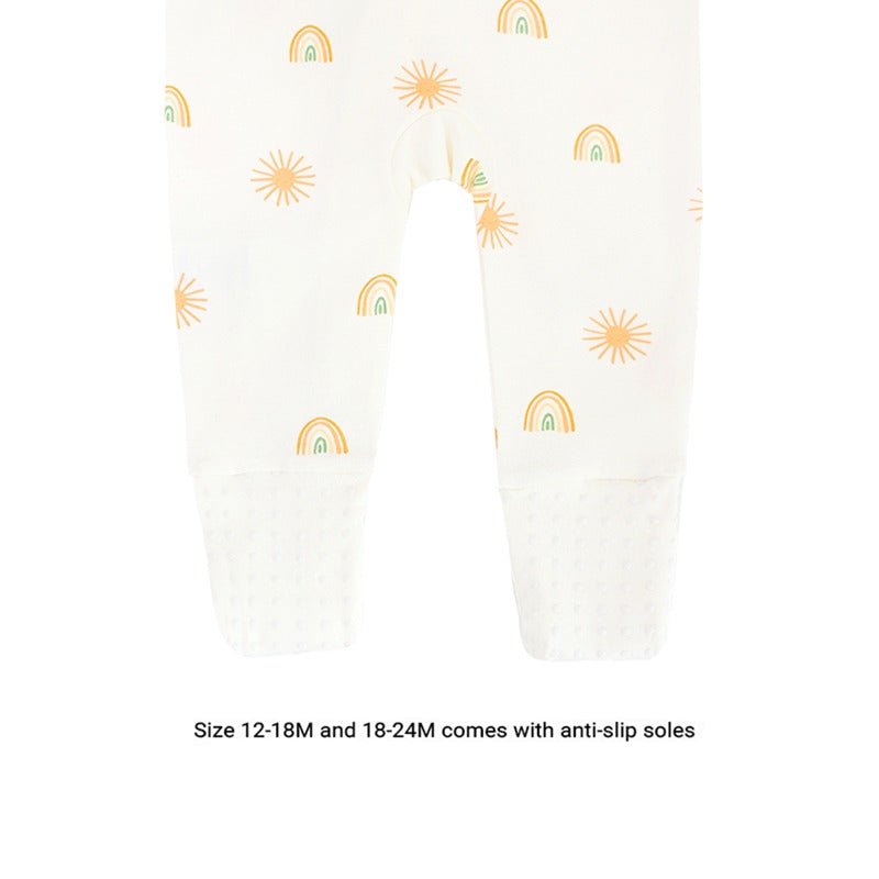 Baby Organic Zip Sleepsuit with Foldable Mittens & Footies in Sun & Rainbow by Le Petit Society — image 8
