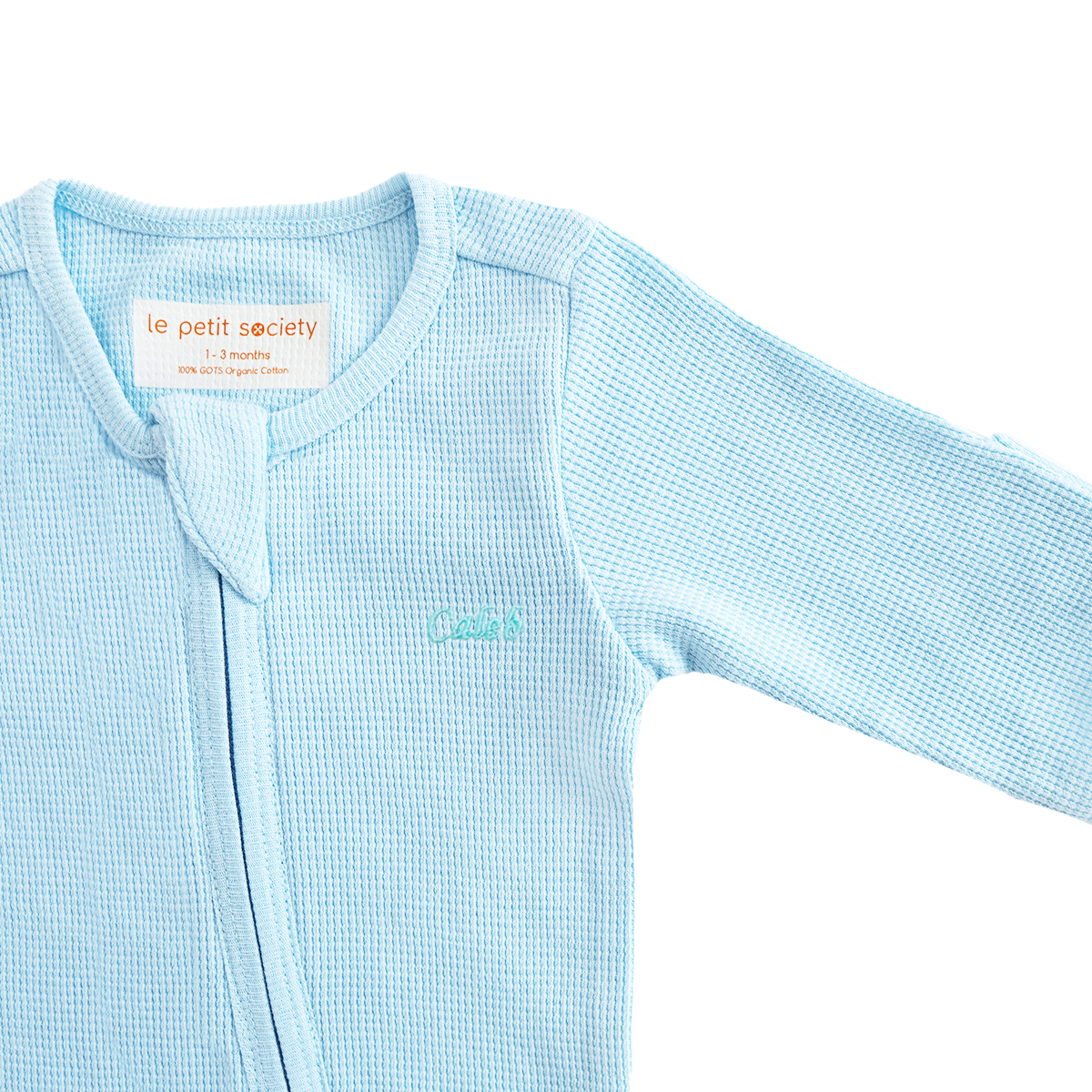 Baby Organic Zip Sleepsuit in Blue by Le Petit Society — image 7