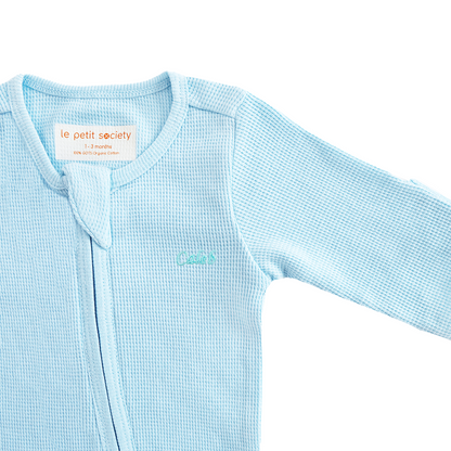 Baby Organic Zip Sleepsuit in Blue by Le Petit Society — image 7
