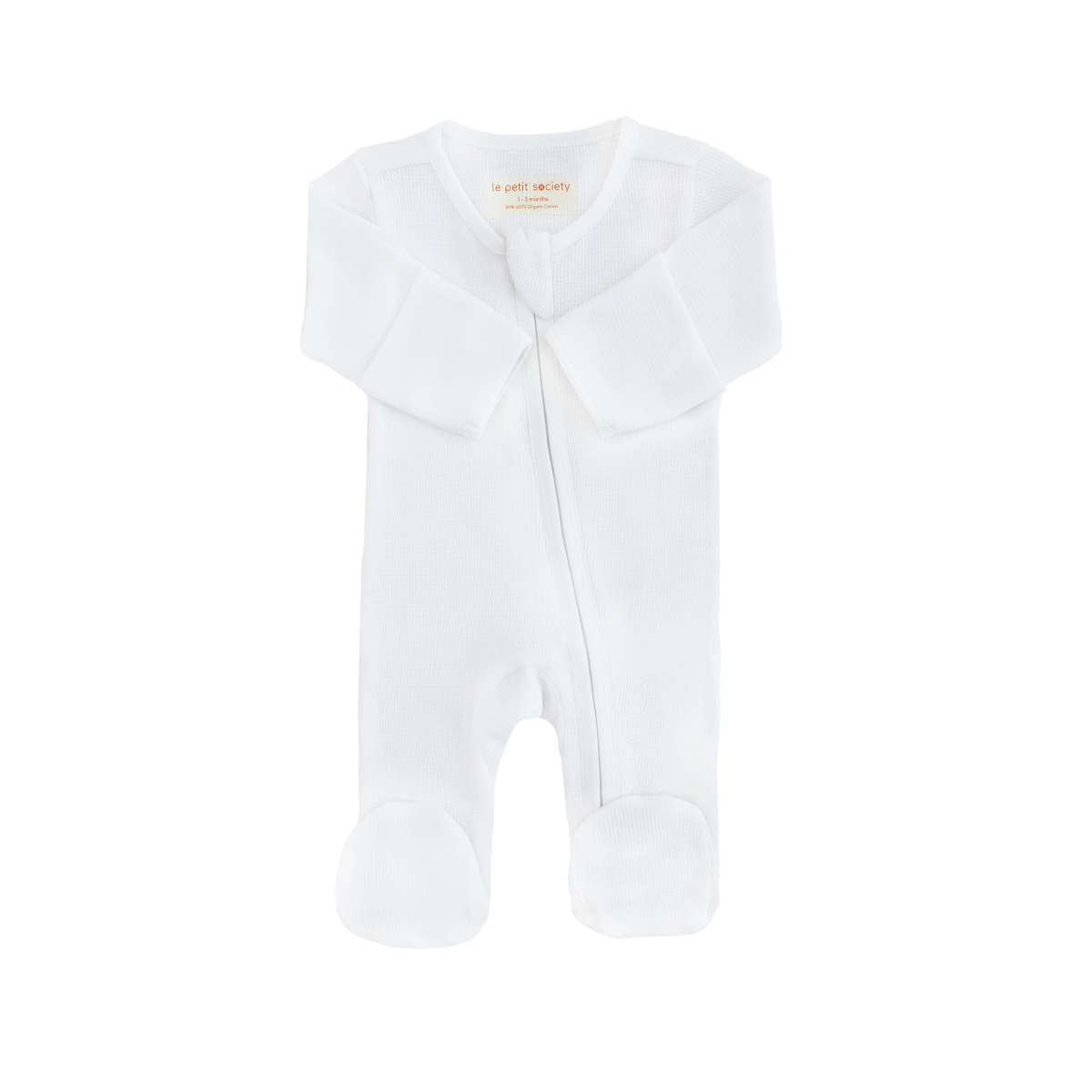 Baby Organic Zip Sleepsuit in White by Le Petit Society — image 7