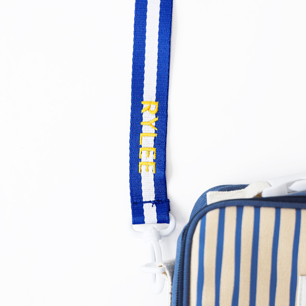 Adjustable Bag Strap in Blue Stripes (Personalisable) by Le Petit Society — image 3
