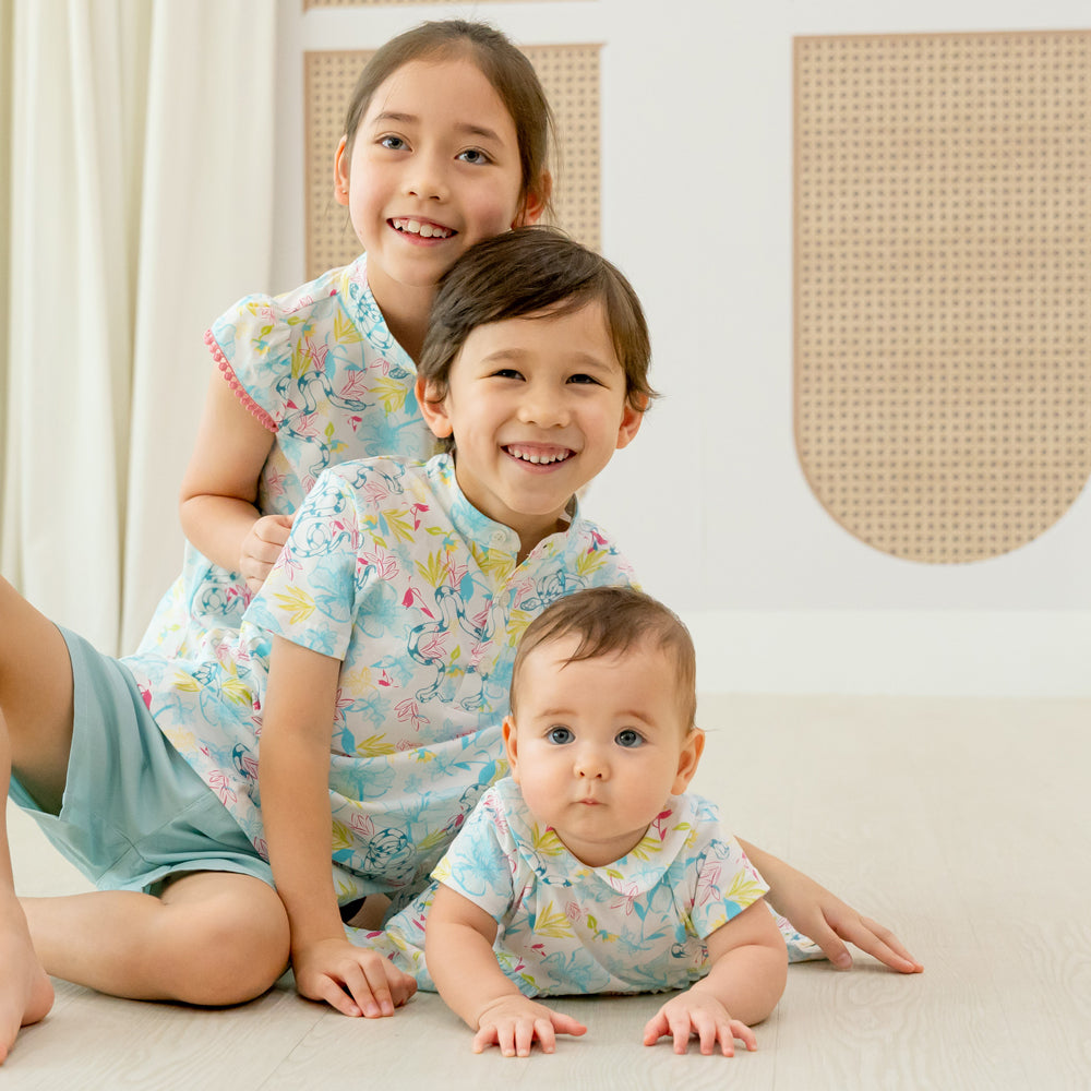 Zodiac Series - Baby Girl Jersey Dress in White Floral Snake Print by Le Petit Society — image 4