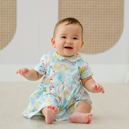 Zodiac Series - Baby Girl Jersey Dress in White Floral Snake Print by Le Petit Society — image 9