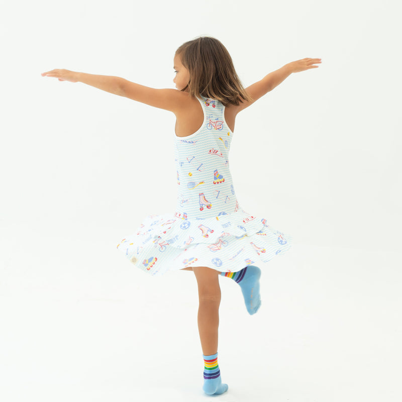 Made For Play - Girls Skater Dress in Sporty Print by Le Petit Society — image 2
