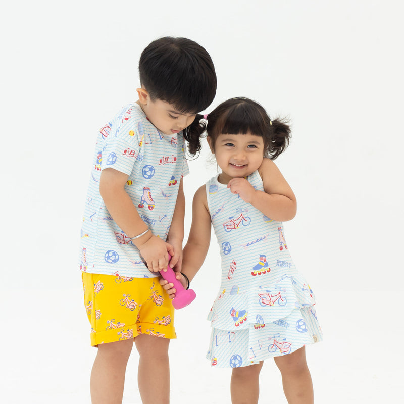 Made For Play - Girls Skater Dress in Sporty Print by Le Petit Society — image 5