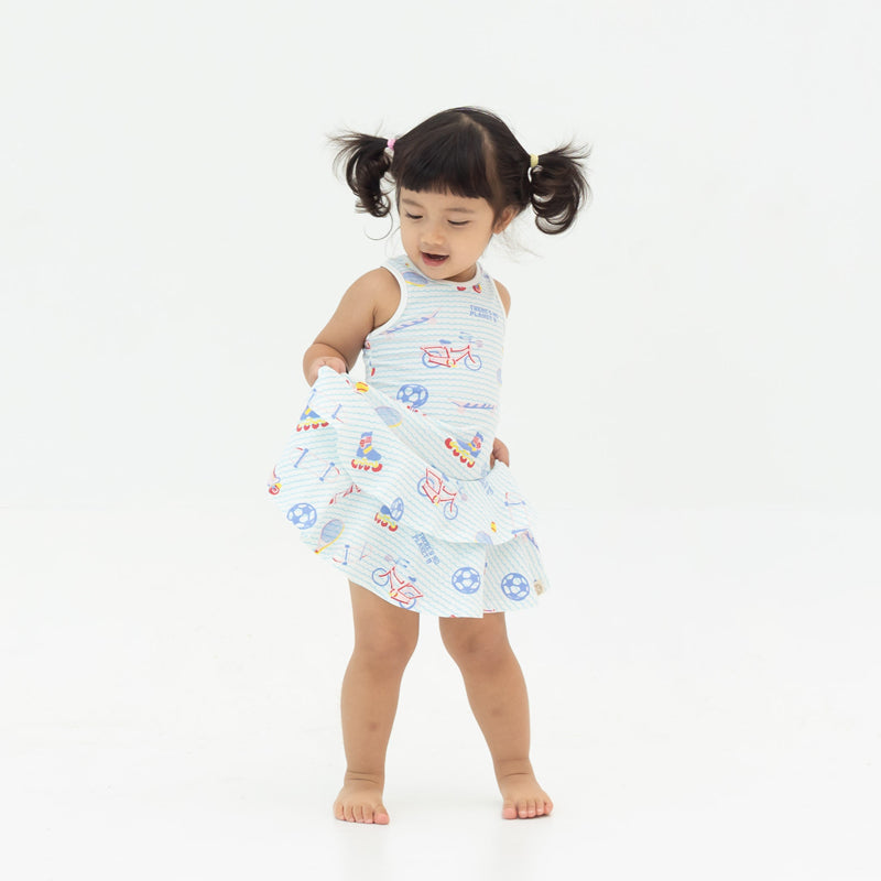 Made For Play - Girls Skater Dress in Sporty Print by Le Petit Society — image 6