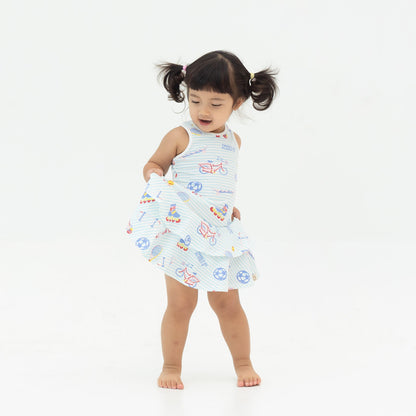Made For Play - Girls Skater Dress in Sporty Print by Le Petit Society — image 6