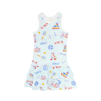 Made For Play - Girls Skater Dress in Sporty Print by Le Petit Society — image 7
